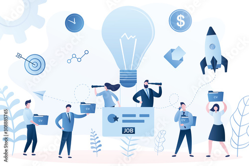Startup company is looking for and hires new staff. Various candidates with resume. Business incubator,start up development