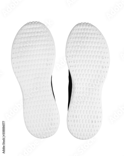 Sole of cloth shoe isolated on white background with clipping path