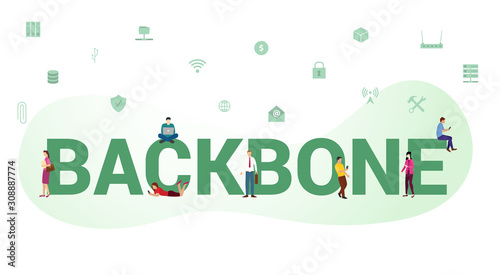 backbone internet network high speed concept with big word or text and team people with modern flat style - vector