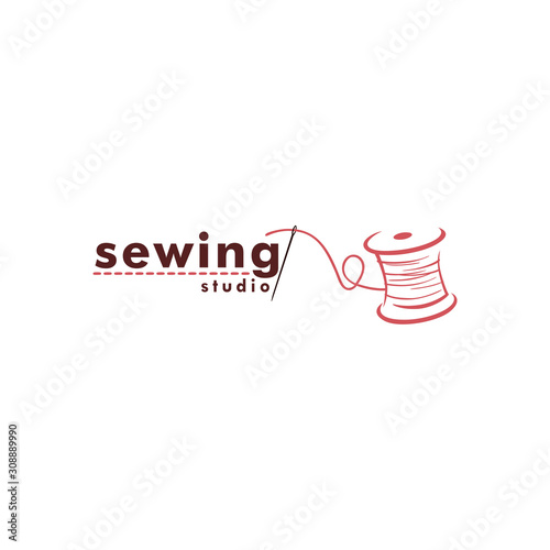 Tailor Sewing Vintage Logo, Needle and Yarn, Fashion Retro Simple Logo, Sign, Icon Template Vector Design