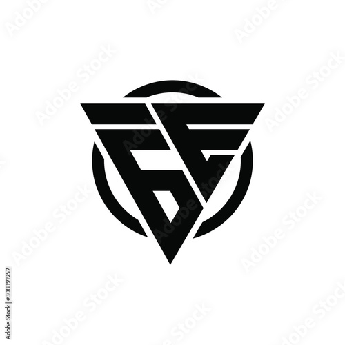 6E E6 Triangle Logo Circle Monogram Design Vector Super Hero Concept photo