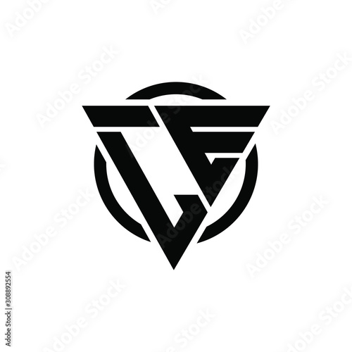 LE EL Triangle Logo Circle Monogram Design Vector Super Hero Concept