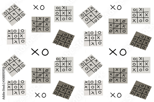 Seamless pattern Abstract background hand drawing with xoxo