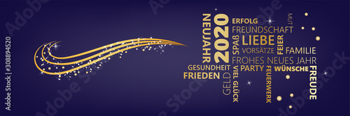 Silvester Neujahrswünsche goldene edle karte 2020