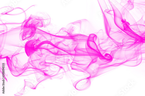 Beautiful pink smoke abstract on white background. ink water color for design