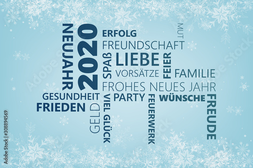 2020 Neujahr Glückwünsche Grußkarte Winter Schnee