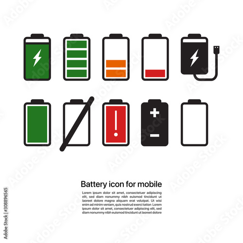 Illustration Vector: Battery icon for mobile