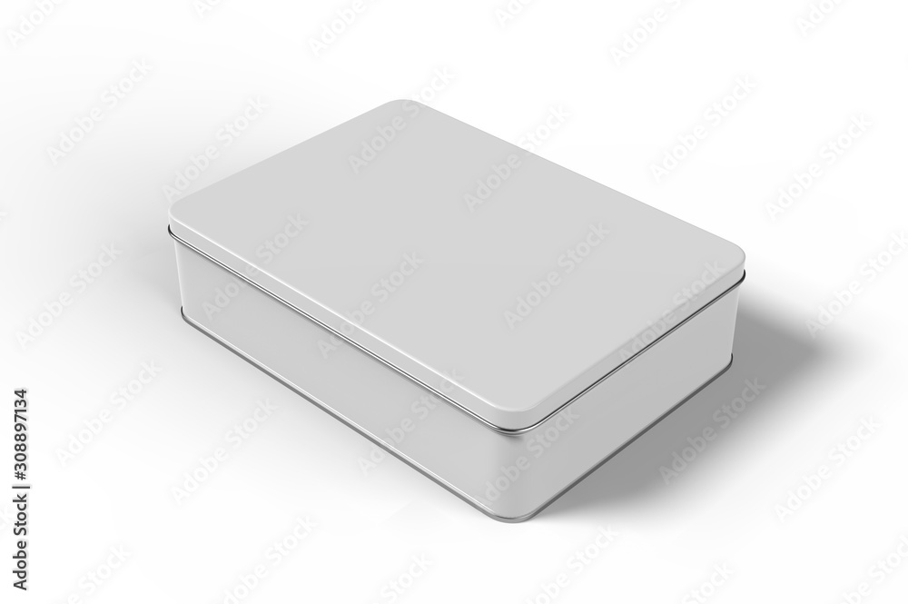 Fototapeta premium Blank tin container for branding and design. 3d render illustration.