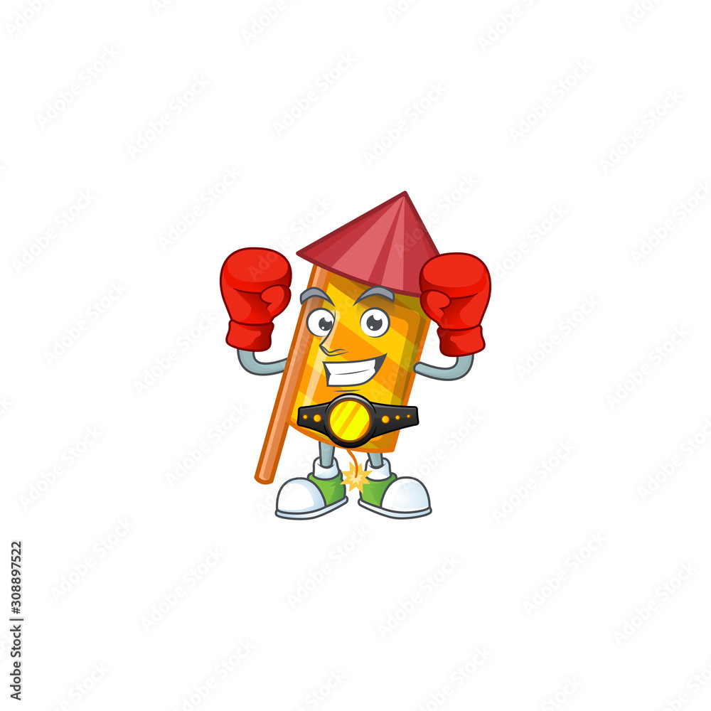 Funny Boxing yellow stripes fireworks rocket cartoon character style Stock  Vector | Adobe Stock