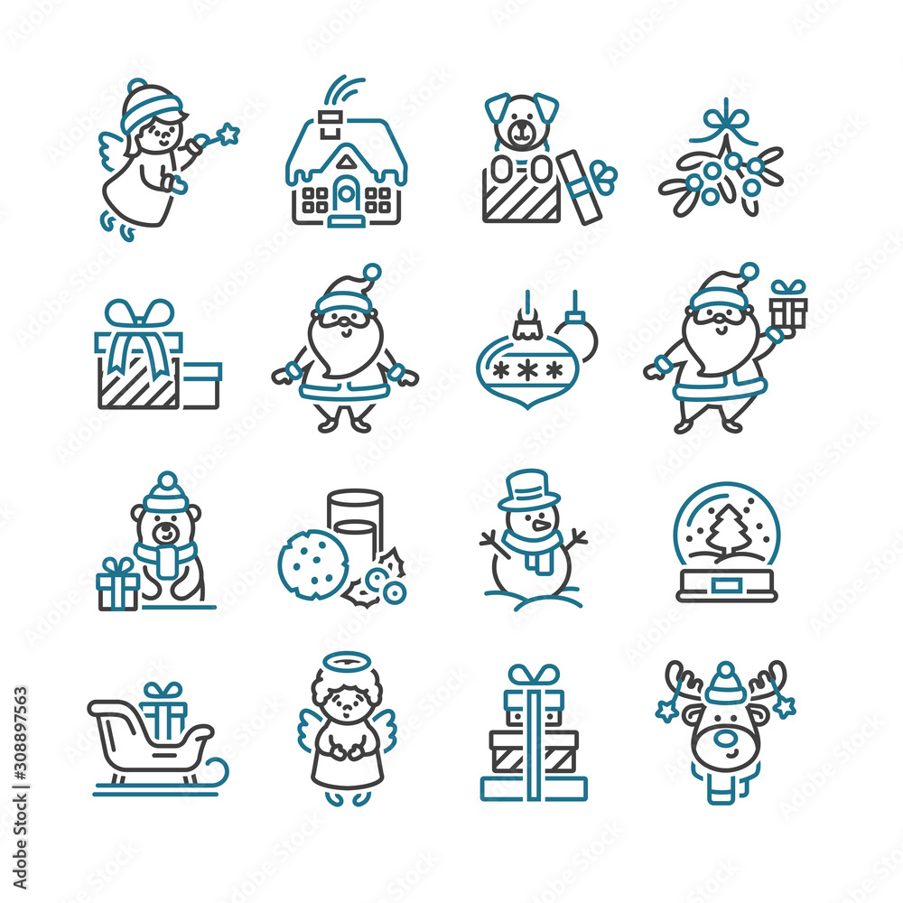 Set of Christmas icons for design and decoration Set of Christmas icons for design and decoration