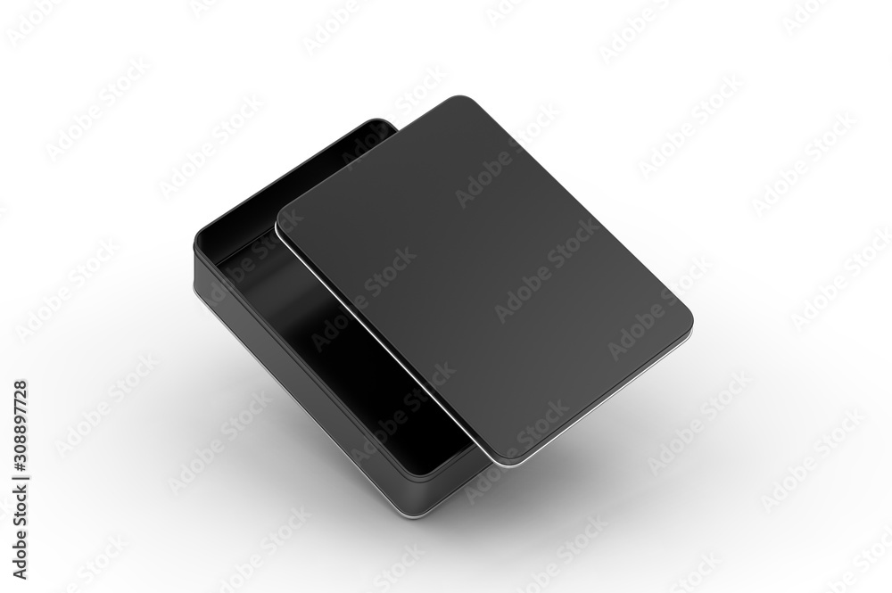 Blank tin container for branding and design. 3d render illustration. Blank tin container for branding and design. 3d render illustration.