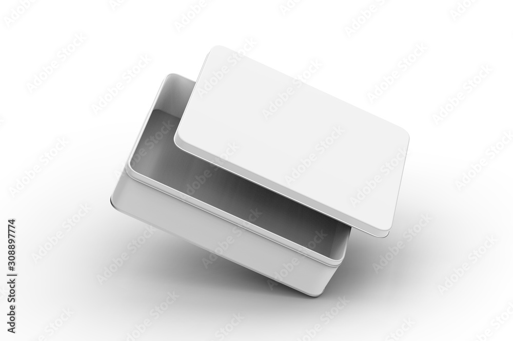 Blank tin container for branding and design. 3d render illustration. Blank tin container for branding and design. 3d render illustration.