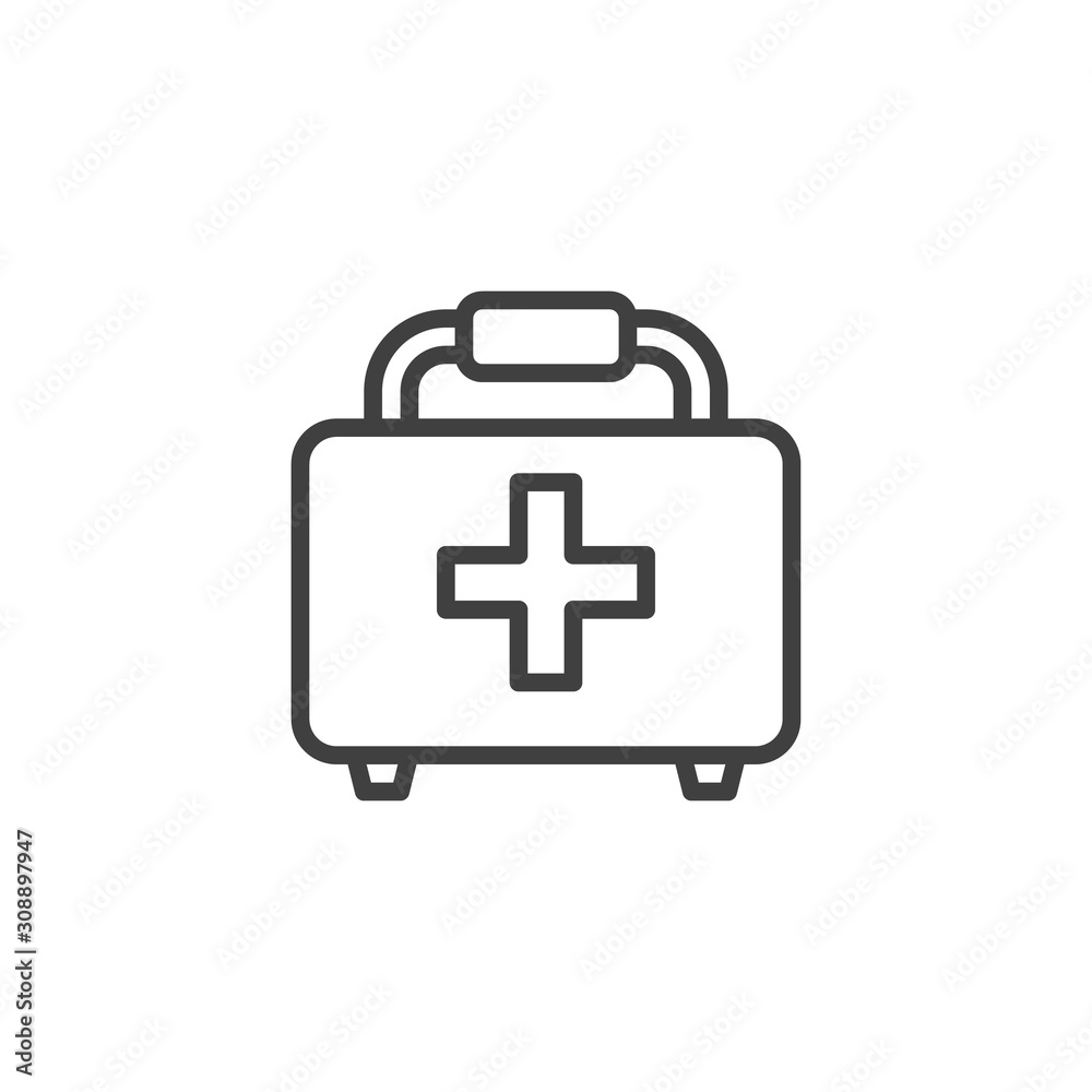 Medical case line icon. linear style sign for mobile concept and web design. First aid kit outline vector icon. Symbol, logo illustration. Vector graphics Medical case line icon. linear style sign for mobile concept and web design. First aid kit outline vector icon. Symbol, logo illustration. Vector graphics