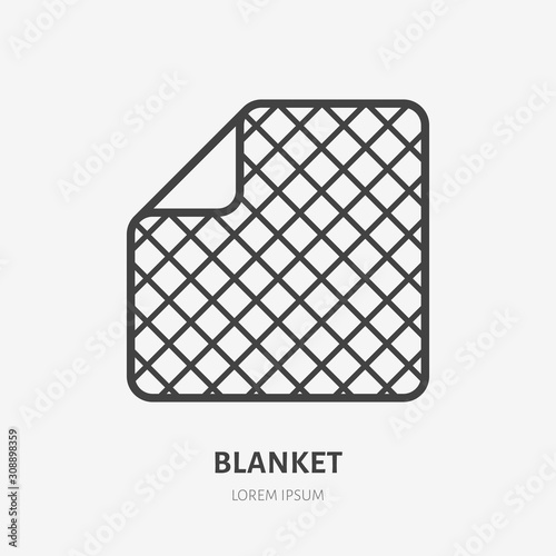 Blanket line icon, vector pictogram of soft duvet. Bed linen, interior illustration, home textile sign