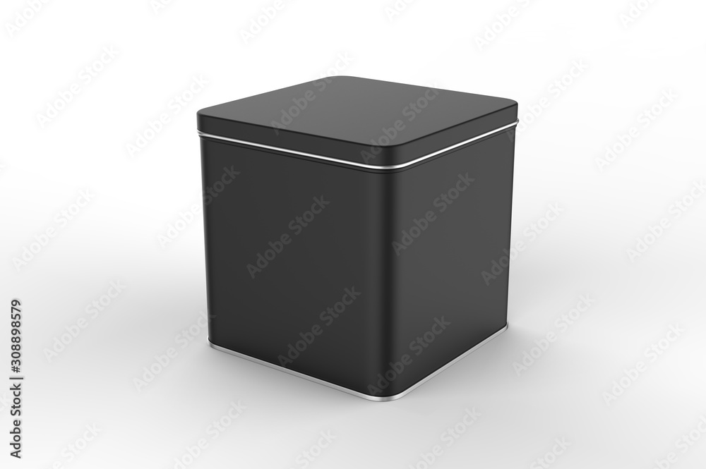 Blank tin container for branding and design. 3d render illustration. Blank tin container for branding and design. 3d render illustration.