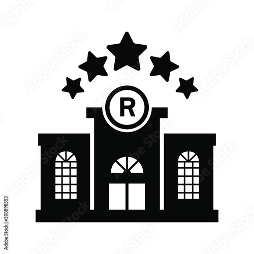 Restaurant and stars line icon. Building, Michelin star, assessment. Restaurant business concept. Vector illustration can be used for topics like business, catering trade, cuisine