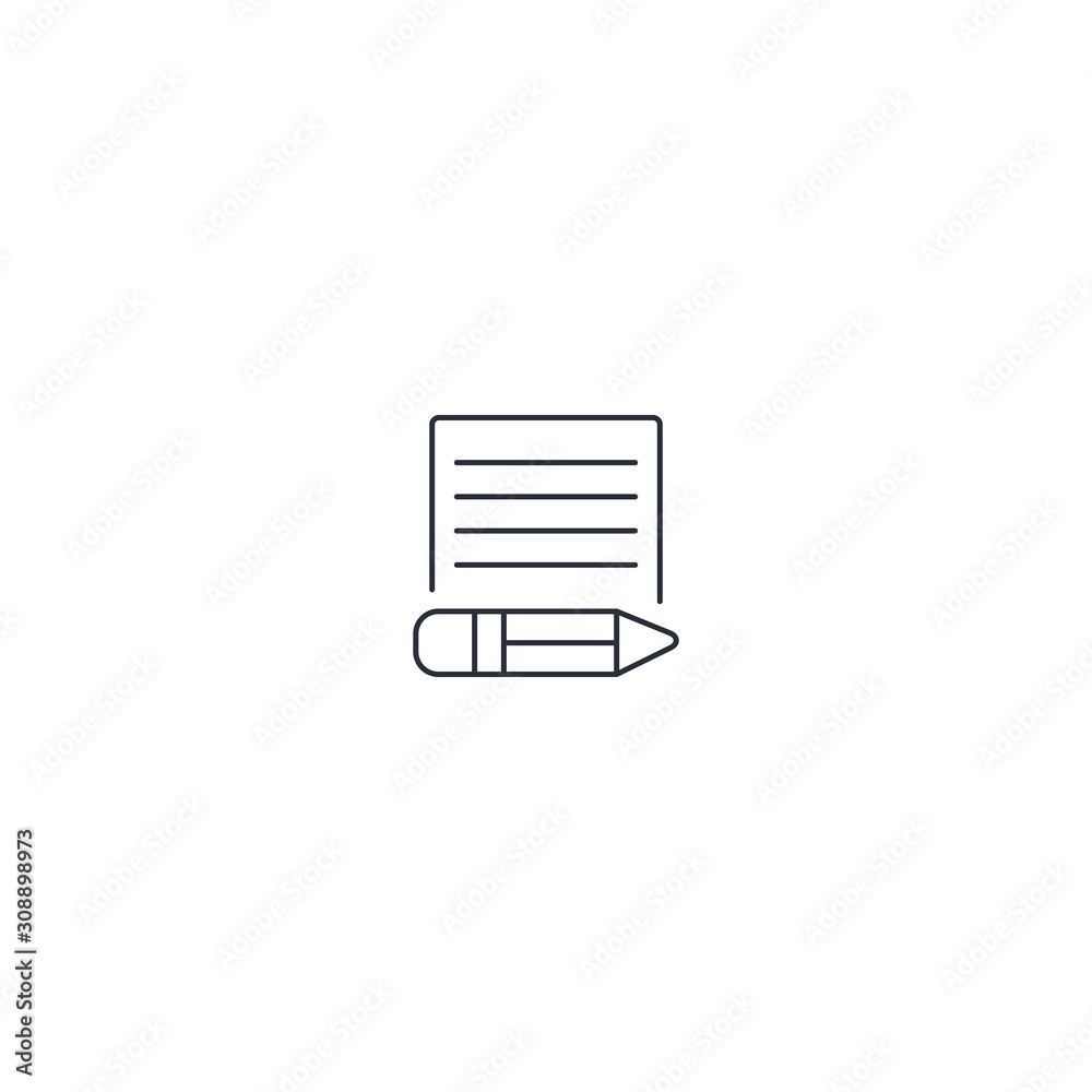 Pencil, information sheet. Accompanying document. Vector linear icon on a white background. Pencil, information sheet. Accompanying document. Vector linear icon on a white background.