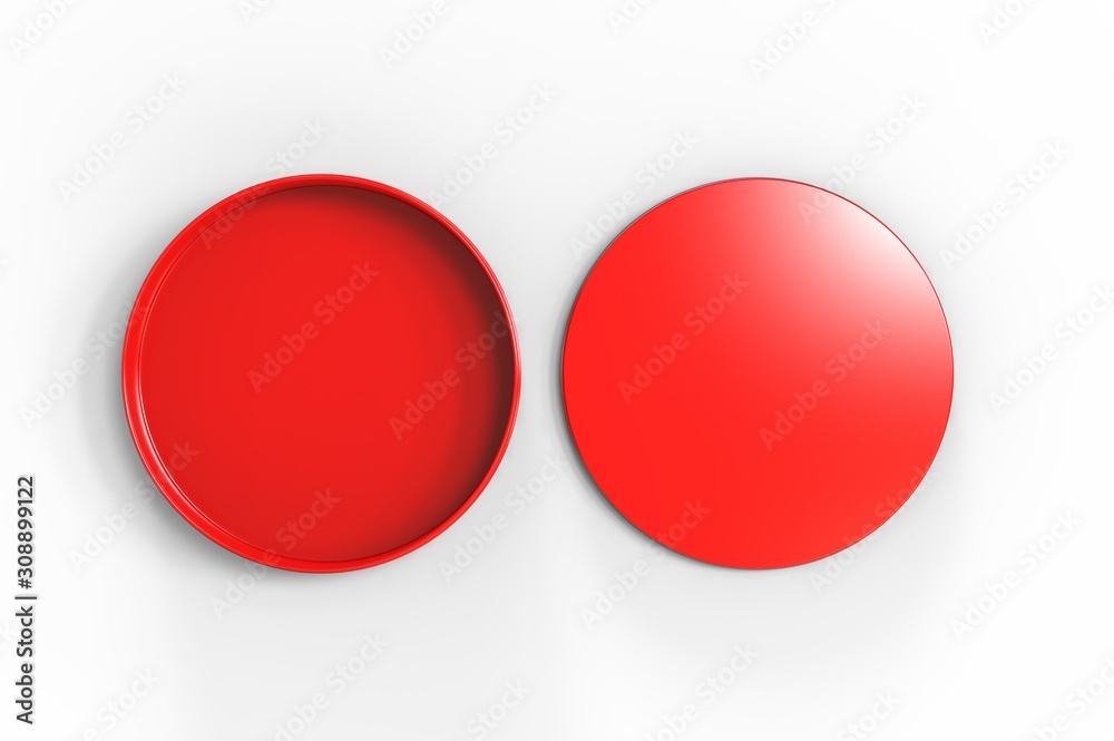 Blank round tin container for branding and design. 3d render illustration. Blank round tin container for branding and design. 3d render illustration.
