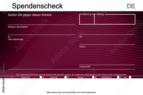 Verlaufsspendenscheck mit Linien