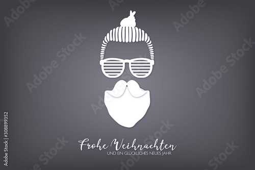 Karte Hipster Weihnachtsmann mit edler Frisur