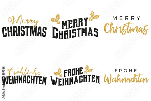 Weihnachtstypograpfie glitzer schwarz