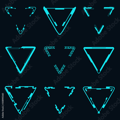 Set of futuristic triangles for the hud interface.
