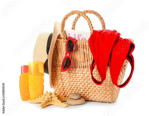 Set of beach accessories on...
