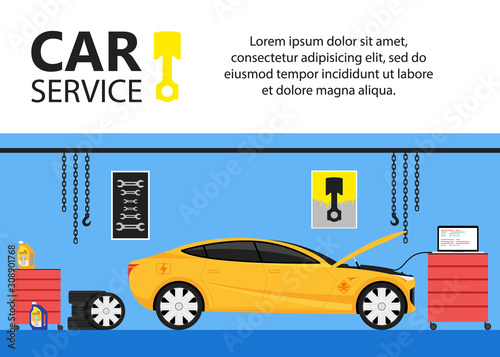 Car service and repair. Auto Repair Vector illustration