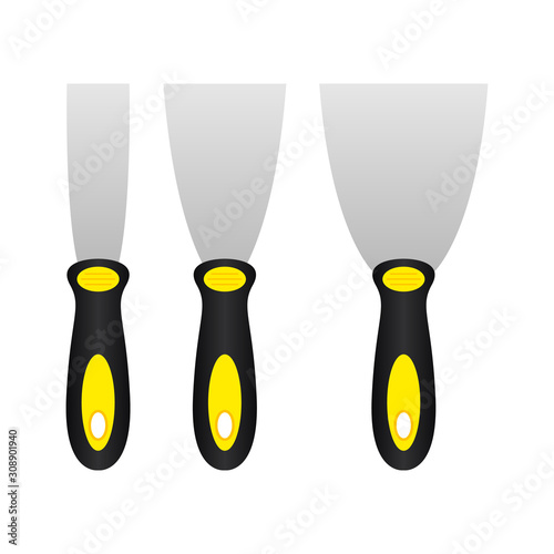 Set Putty Knife Spatula Fillers Knife Illustration Vector