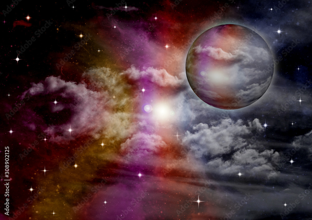 Obraz premium galaxy in a free space. 3D rendering