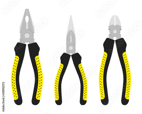 Set Pliers tool icon. Flat illustration of pliers tool vector icon for web design