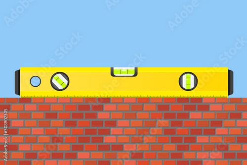 Spirit Level on a Wall Illustration Vector
