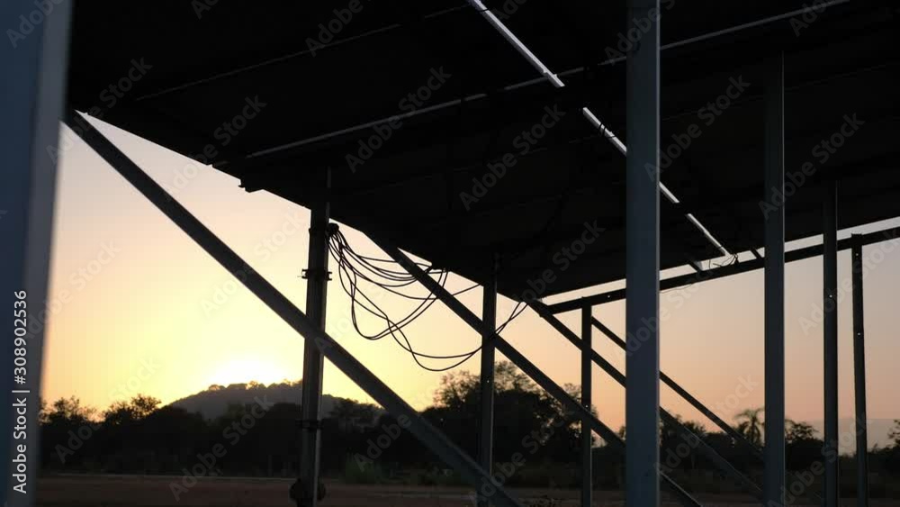 solar cell farm in sunset time, technology power from nature. solar cell farm in sunset time, technology power from nature.