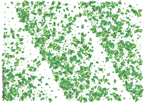 Festive green rectangle confetti background. Abstract frame confetti texture for holiday, postcard, poster, website, carnival, birthday, children's parties. Cover confetti mock-up. Wedding card layout