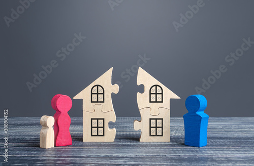 Bilde på lerret Husband and wife divide a house in a divorce process