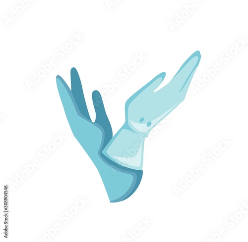 Magician gloves flat vector illustration. Magic trick, mystery entertainment. Illusionist accessory, clothing isolated on white background. Wizard show equipment. Magical performance symbol.