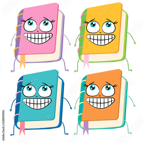image of a colored book with a funny face isolated on white background  cartoon book icon