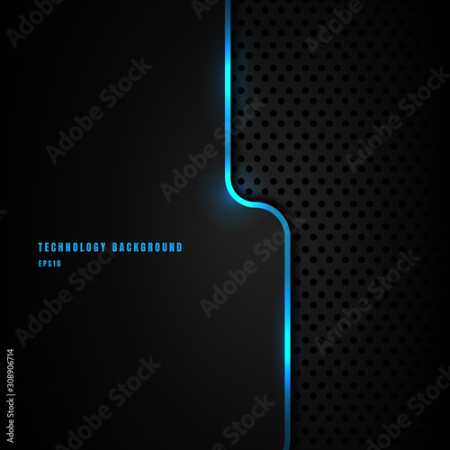 Abstract template blue vertical line and lighting separate on black background and texture.