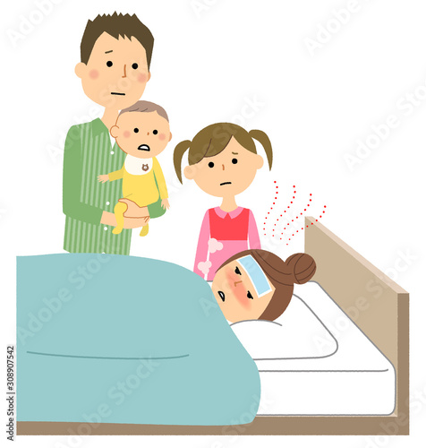 体調不良の若い女性　家族