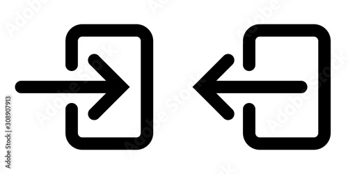 icons sign in and sign out app vector symbol logout and login, arrow and door icon exit and entry photo