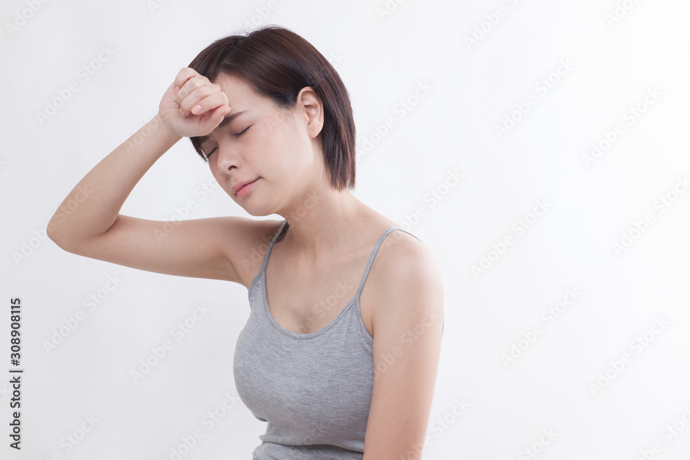 Young beautiful Asian female model on the white background Young beautiful Asian female model on the white background