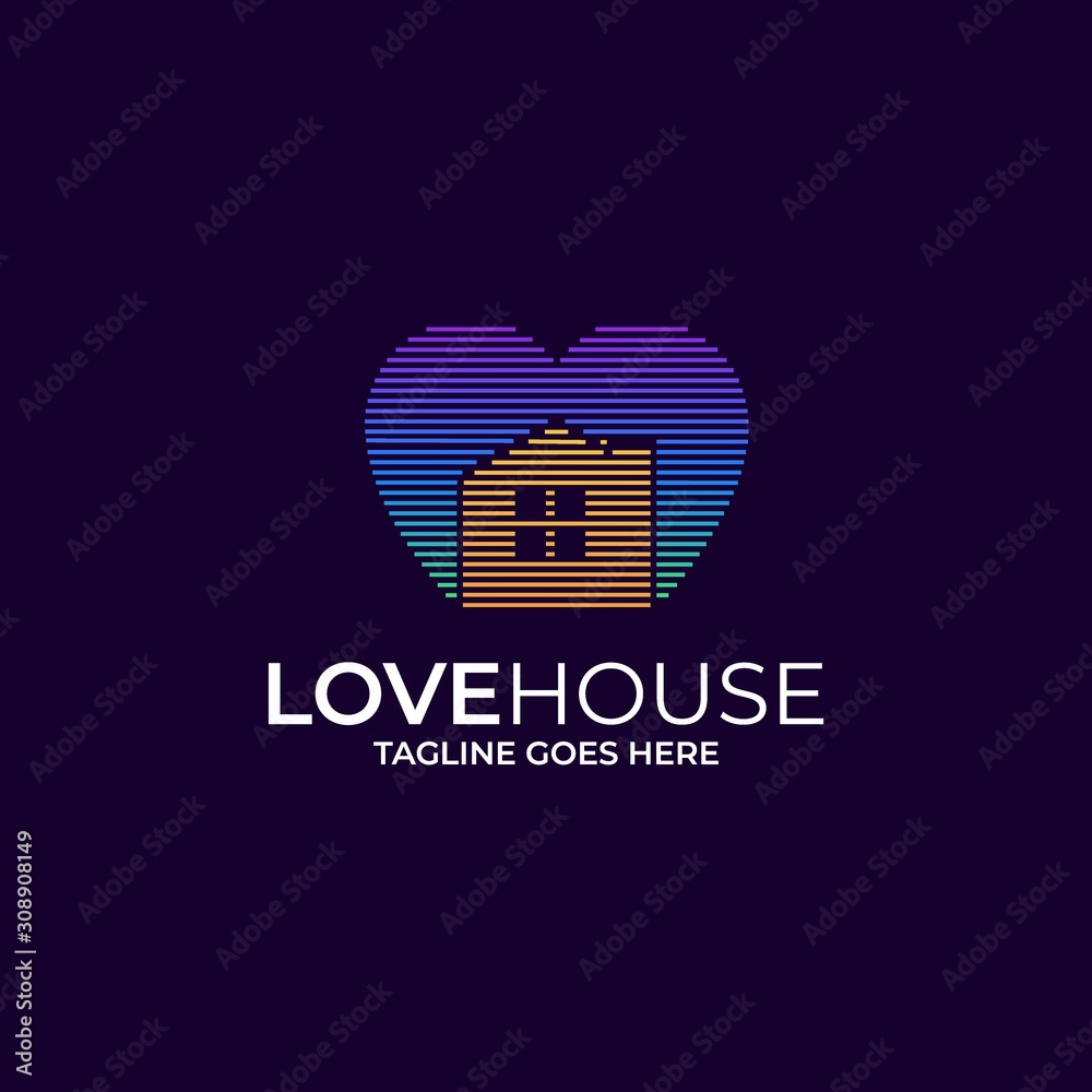 Love house Illustration Vector Template. Suitable for Creative Industry, Multimedia, entertainment, Educations, Shop, and any related business