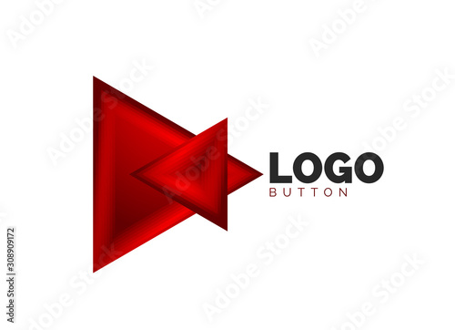 Free Download Triangle icon geometric logo template. Minimal geometrical design, 3d geometric bold symbol in relief style with color blend steps effect. Vector Illustration For Button, Banner, Background - GFXLoad