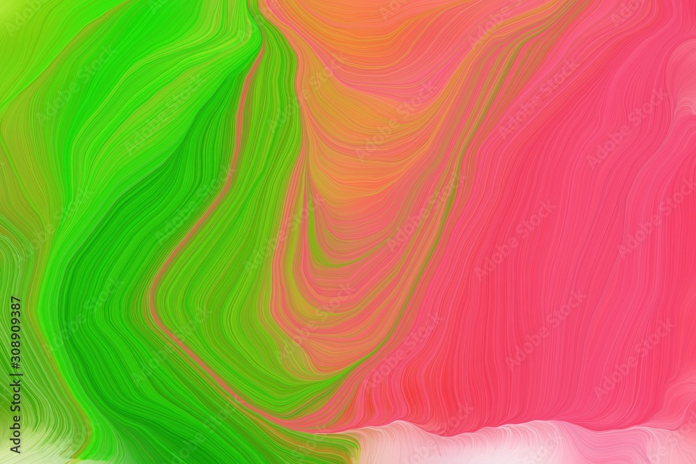 Obraz premium colorful abstract waves design with lime green, pastel red and yellow green color