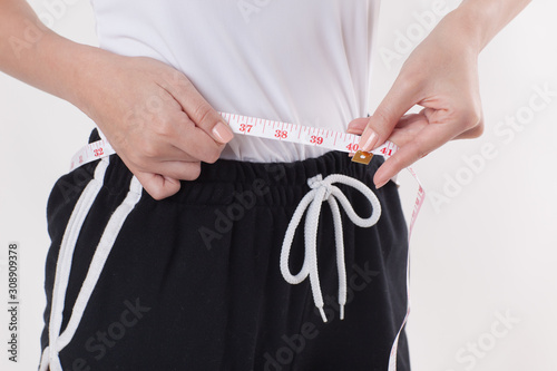 measurement belt on the  female waist