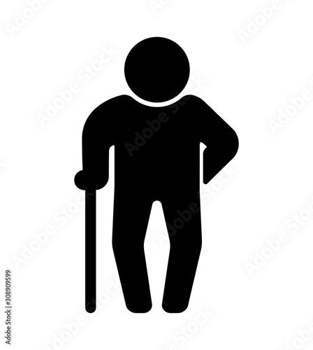 Old man, Senior person vector icon illustration