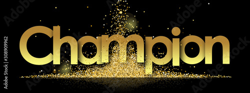 Foto Champion in golden stars and black background
