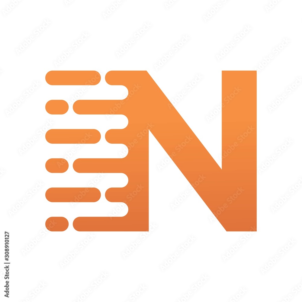 Letter N Speed Motion Logo Design Template Letter N Speed Motion Logo Design Template