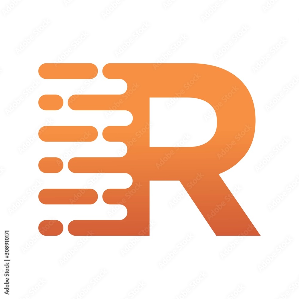 Letter R Speed Motion Logo Design Template