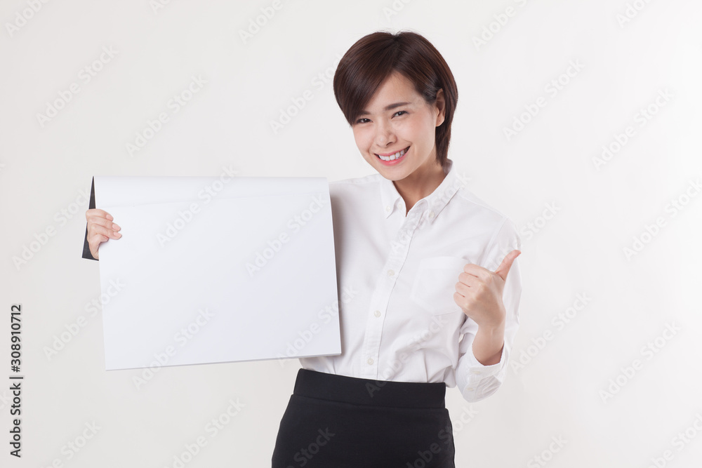 Young beautiful Asian female model on the white background for business concept Young beautiful Asian female model on the white background for business concept